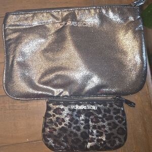 Victoria's Secret Metallic and Leopard Pouch Set